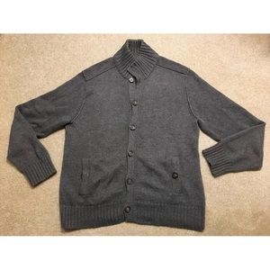 Banana Republic Dark Grey Sweater Front Buttons 2 Pockets 100% Cotton Size M